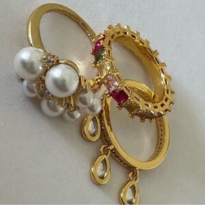Kate spade three sparkly crystal Ring set